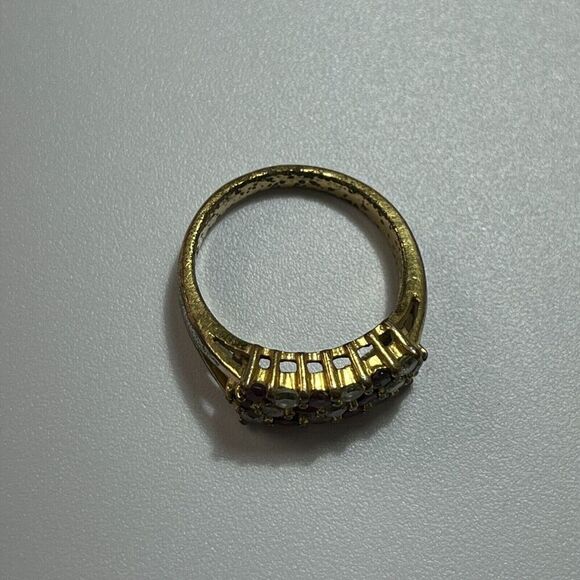 Vintage Estate Ruby Ring Size 7.5 18K Gold Plated Signed GRK Flaws - Picture 6 of 16